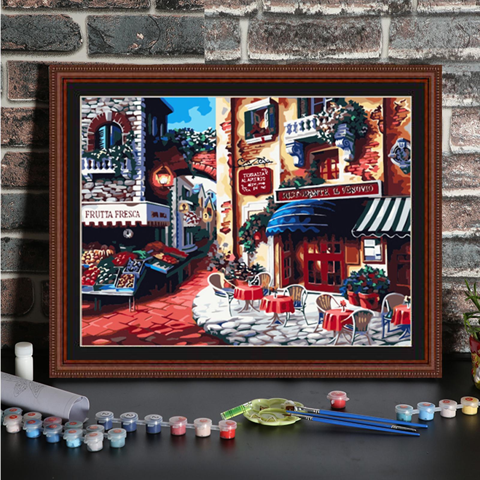 Tranh sơn dầu tự làm 16 x 20 inch trên Canvas Paint by Number Kit Mẫu hoa mùa xuân