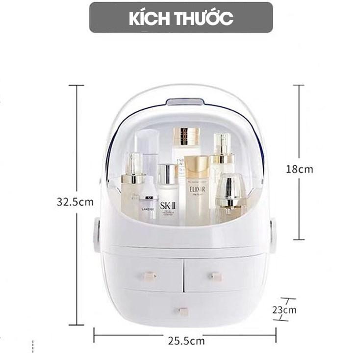 Hộp đựng đồ trang điểm ️Tủ đựng đồ mỹ phẩm mini 2 tầng có nắp đậy, hộp đựng mỹ phẩm chống bụi ( Mầu ngẫu nhiên )