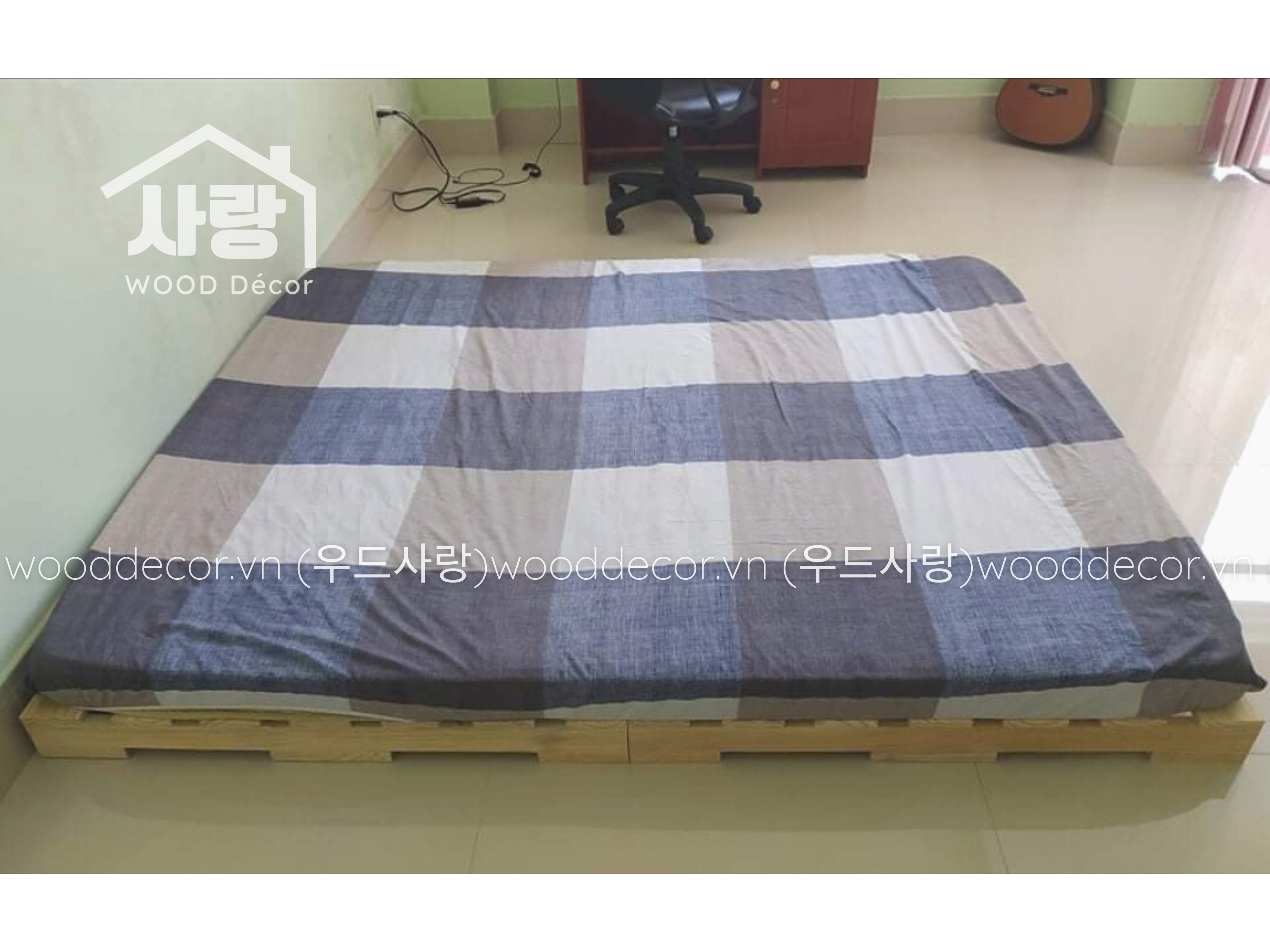 Giường gỗ Pallet truyền thống cao 10cm