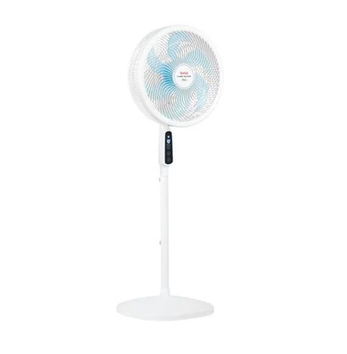 Quạt đứng có điều khiển từ xa Tefal Turbo Silence Plus VH689990 màu trắng cánh xanh - Hàng chính hãng