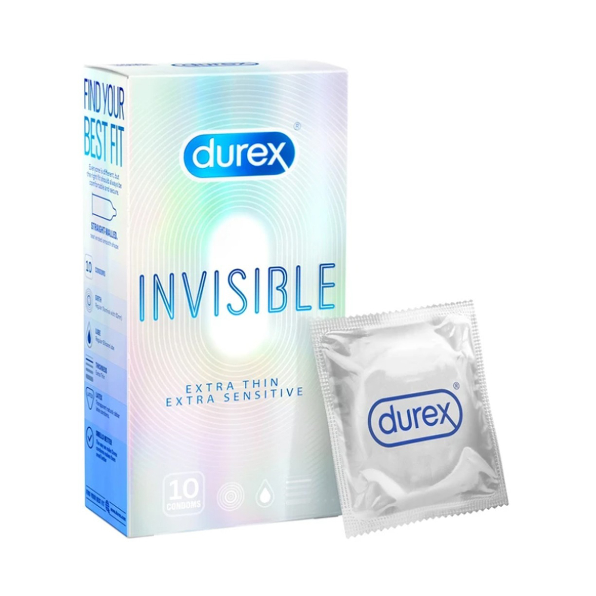 Bao Cao Su Siêu Mỏng Durex Invisible Extra Thin (H10) + BCS 0.03mm Hương Bạc Hà Power Men Invi (H3) - Hàng Chính Hãng 100% - Che Tên Sản Phẩm