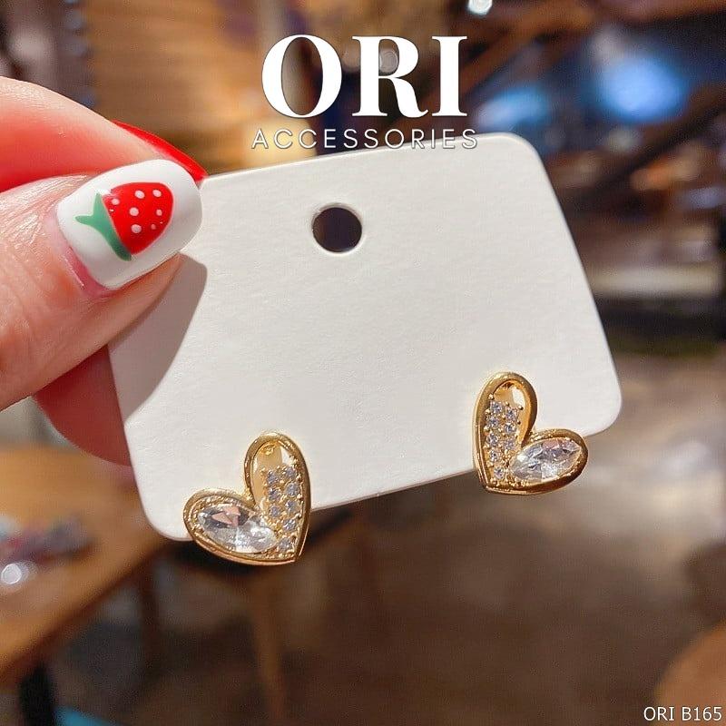 Bông tai nữ Trái tim đính đá Acacia đáng yêu ORI ACCESSORIES B165