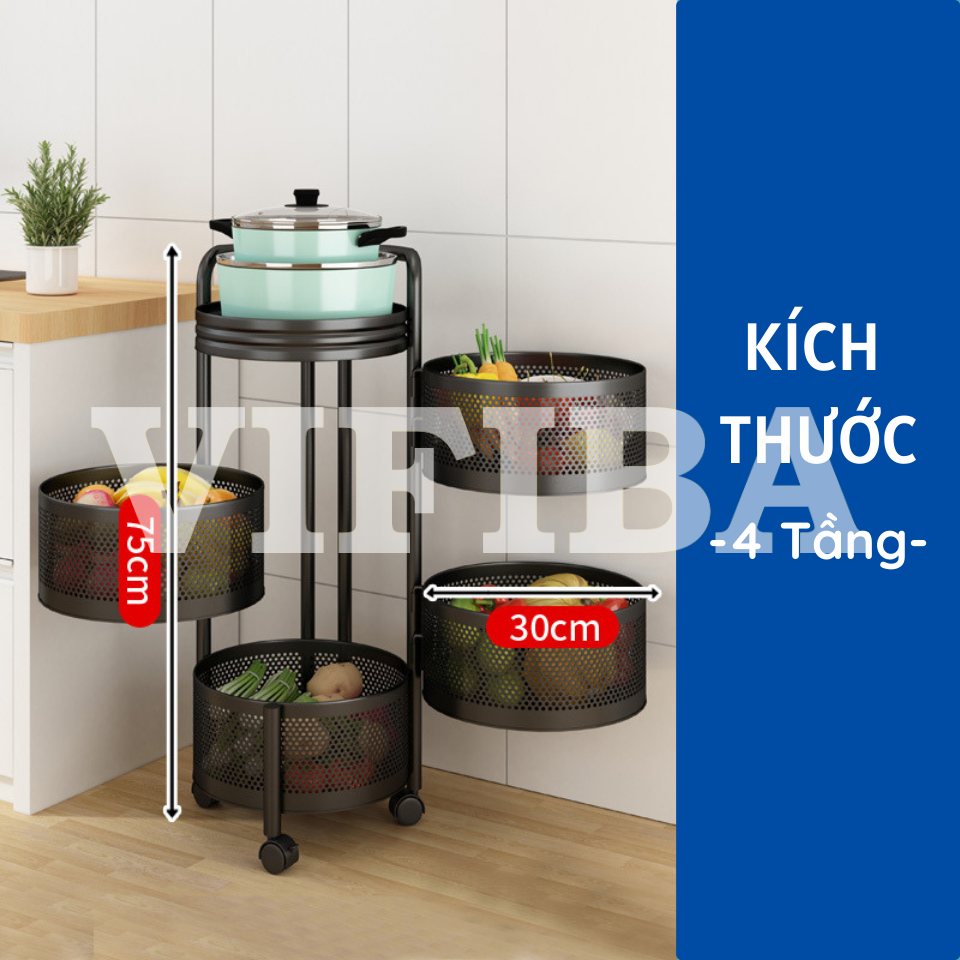 Kệ Tròn Xoay Nhà Bếp Đa Năng Đựng Rau Củ VIFIBA Hàng Chính Hãng Thép Carbon Không Gỉ Xoay 360°