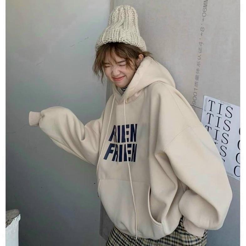 Áo Hoodie FRIEN_ Tay Cánh Dơi Phồng Phom Rộng_Chất Nỉ Bông Ngoại Nhập Không Xù Lông_Hàng May 2 Lớp Nón Siêu Kute