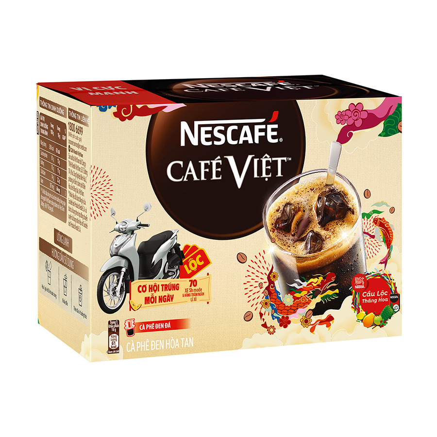 Cà Phê Hòa Tan Nescafé Café Việt Đen Đá (Hộp 15 Gói X 16g)