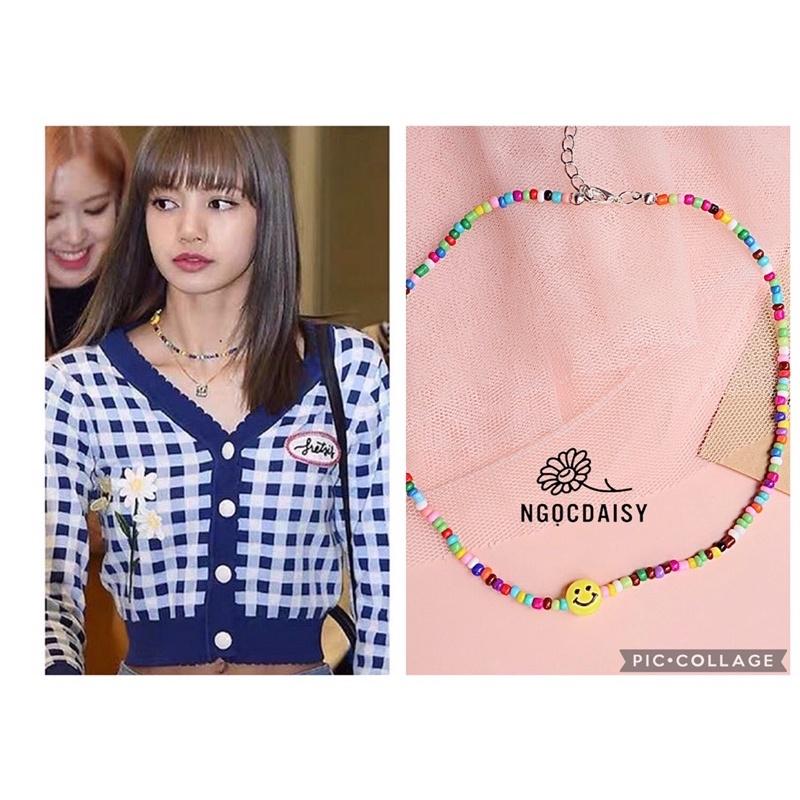 N123 Dây chuyền handmade hạt cườm nhiều màu mặt cười phong cách Hàn Quốc Lisa blackpink xinh xắn