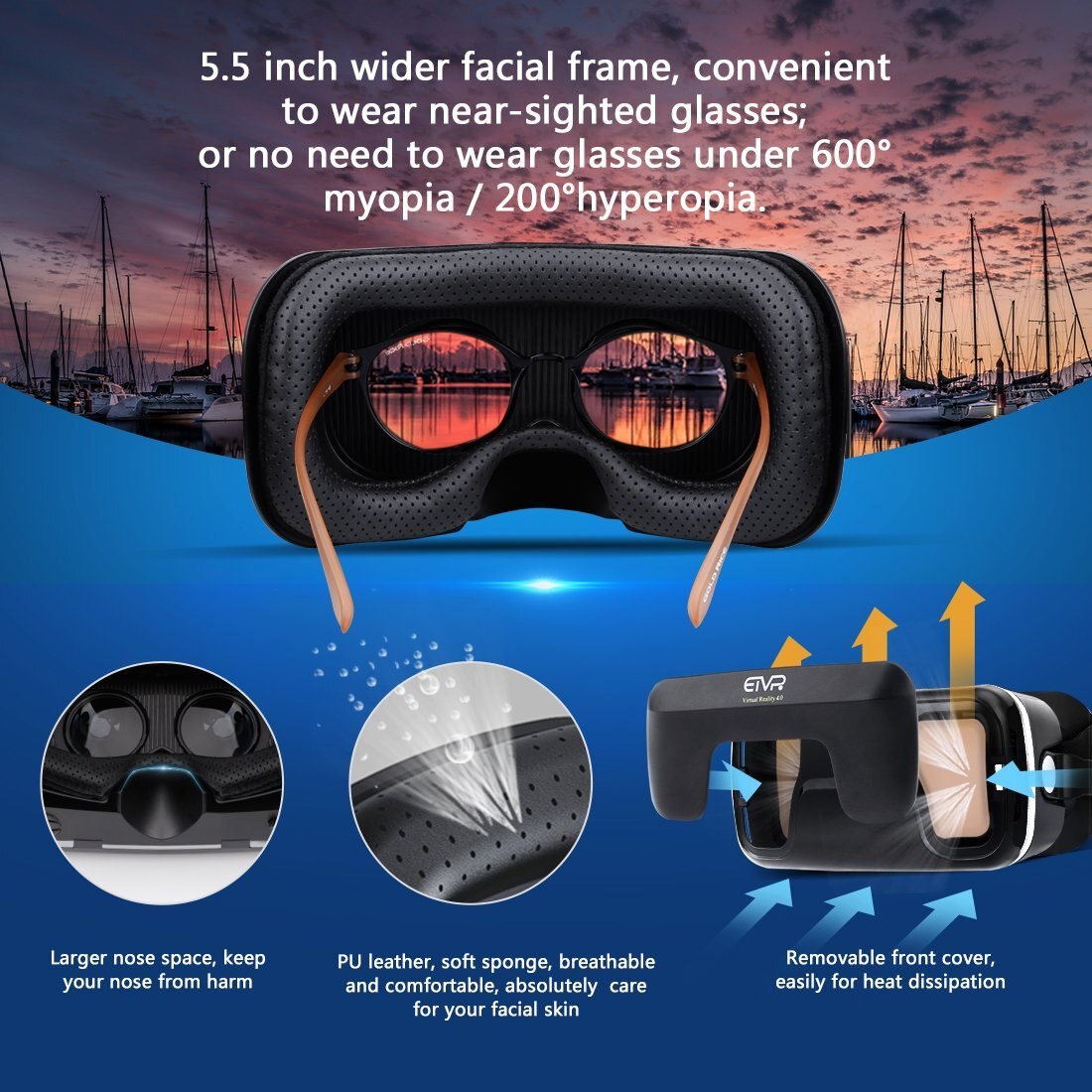Kính thực tế ảo xem film 3D Shinecon 6.0 G04EA Dùng Cho Điện Thoại Từ 4.8 - 7.3 Inches - NEW Shinecon Headset Upgrade Version Virtual Reality Glasses - Hàng Chính Hãng