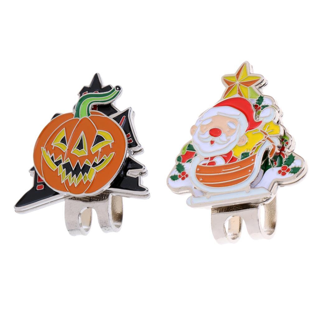New Halloween Pumpkin & Santa Claus Golf Ball Marker With Magnetic Hat Clip