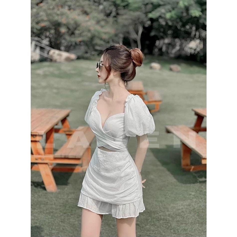 Váy đầm nữ body kiểu tay bồng khoét eo đuôi cá quyến rũ
