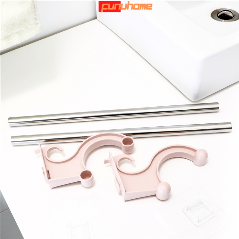 Thanh đôi dán tường nhà tắm có móc treo khăn, bông tắm, các vật dụng nh, dùng dán tường nhà bếp, nhà vệ sinh tiện lợi - Hàng chính hãng