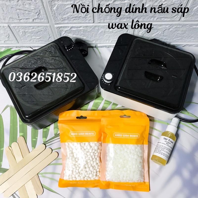 Nồi nấu sáp wax lông chống dính  + 100g Sáp wax cao cấp siêu bám lông + Mỡ trăn nguyên chất