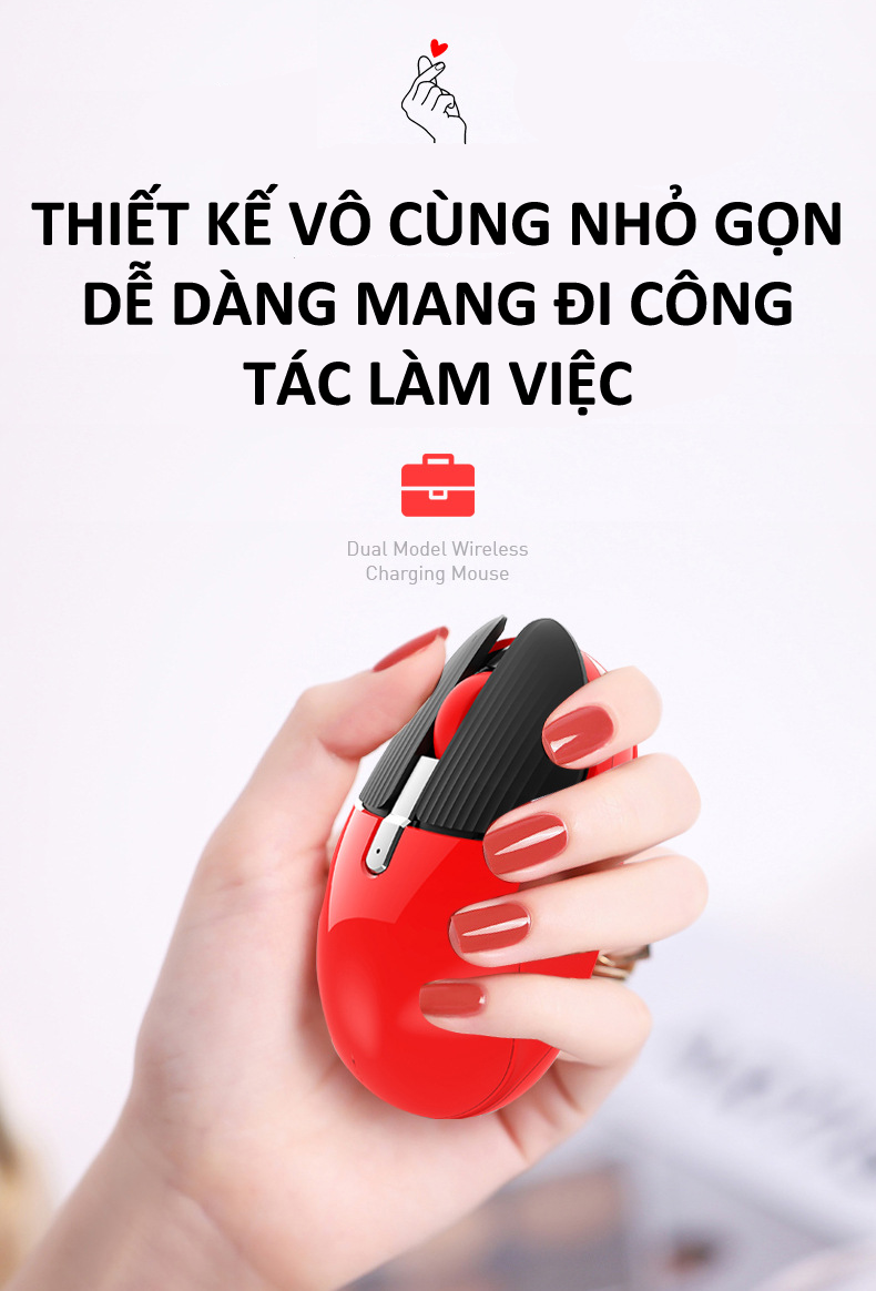 Chuột không dây M106 kết nối bằng Bluetooth và chip 2.4G siêu tiết kiệm pin, màu sắc cá tính thiết kế nhỏ gọn - Hàng Chính Hãng