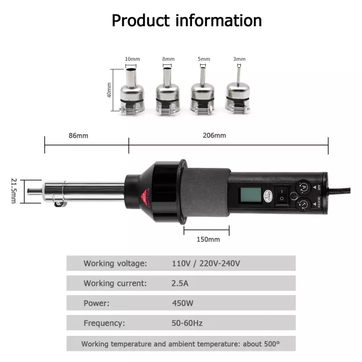 MÁY KHÒ NHIỆT CẦM TAY màn hình LCD, tiện nghi cho hàn các loại mạch điện tử