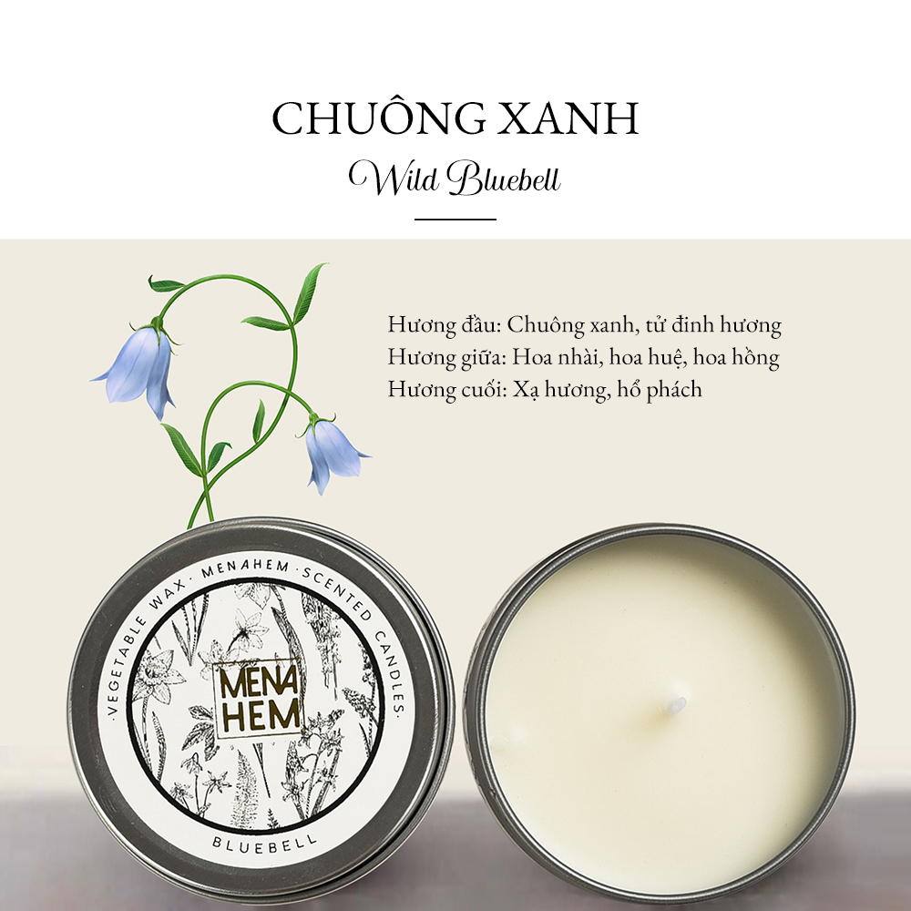 Nến thơm Menahem hộp thiếc 70G sáp đậu nành tự nhiên không khói - trang trí decor phòng làm quà tặng ý nghĩa - 3 Rose &amp; Green Tree