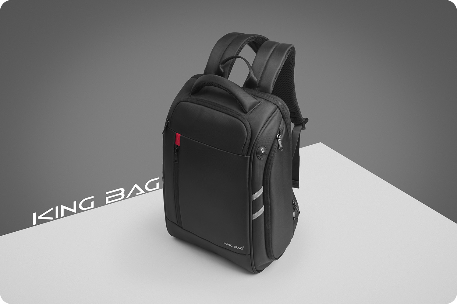 Balo laptop 15” KINGBAG HORMES thời trang, nhiều ngăn rộng rãi, ngăn lót cách nhiệt, jack cắm tai nghe, màu đen- Hàng chính hãng