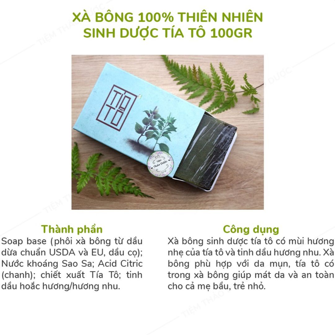 Xà bông Tía tô Sinh dược - 100g/ bánh