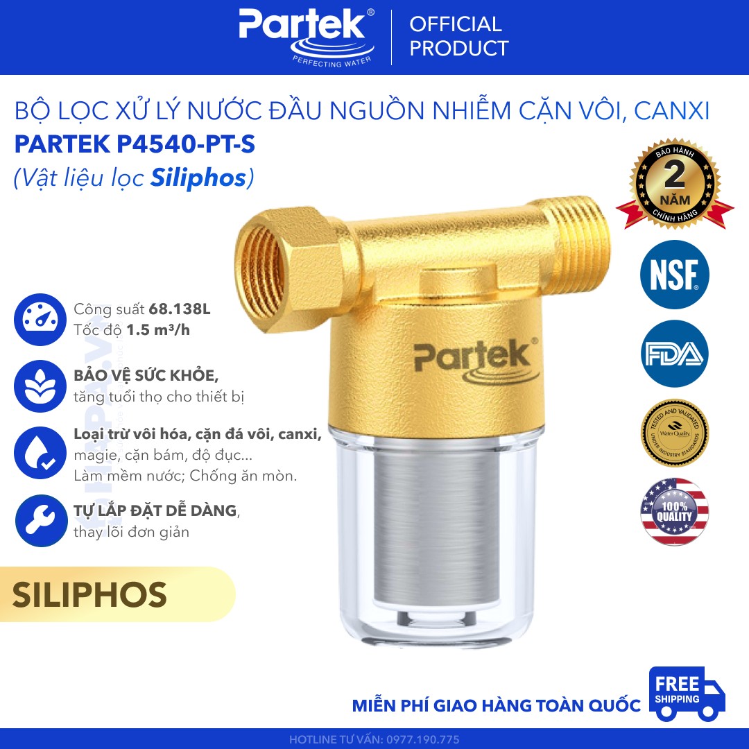 Bộ Tiền Xử Lý Nước PARTEK P4540-PT-(S/K) Loại Bỏ Cặn Đá Vôi, Cặn Canxi, Phèn Sắt, Kim Loại Nặng... - Hàng Chính Hãng