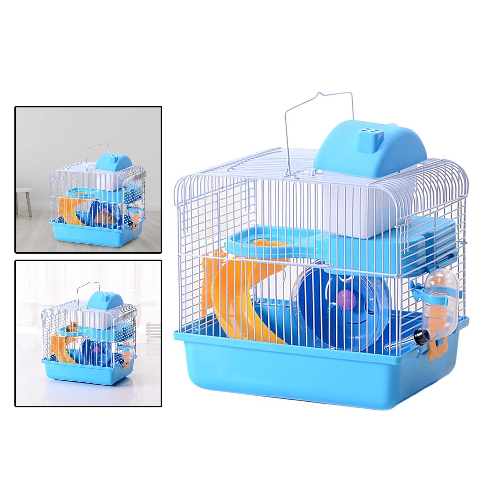 2 Tiers Hamster Cage Habitat Large House Mice Rats Small Animals Light Blue