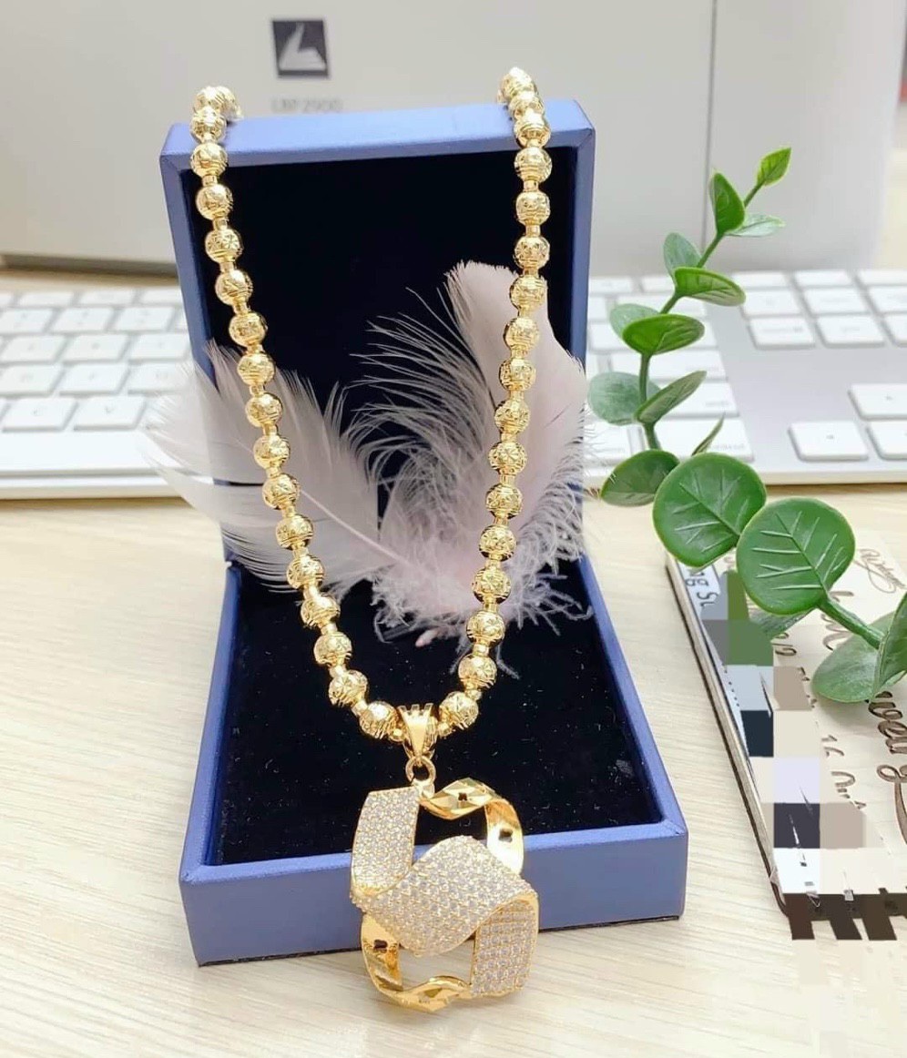 Dây chuyền nữ mạ vàng đính đá kiểu dáng xoắn lơ -- phù hợp tất cả trang phục, kiểu dáng thanh lịch quý phái, dây chuyền đẹp