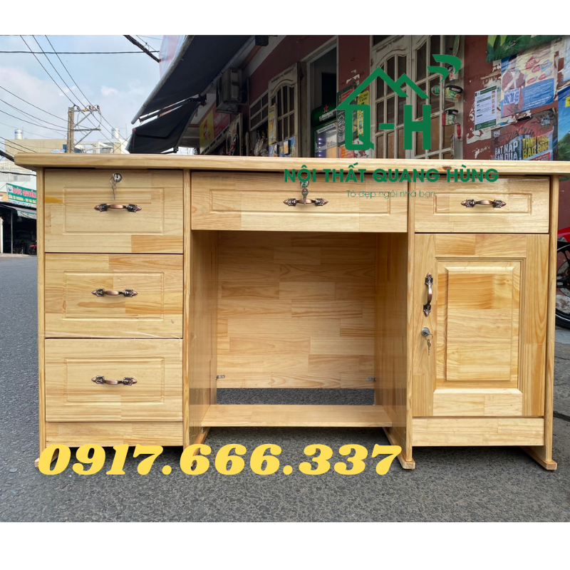 Bàn làm việc gỗ thông dành cho văn phòng 160x75x70cm màu vàng