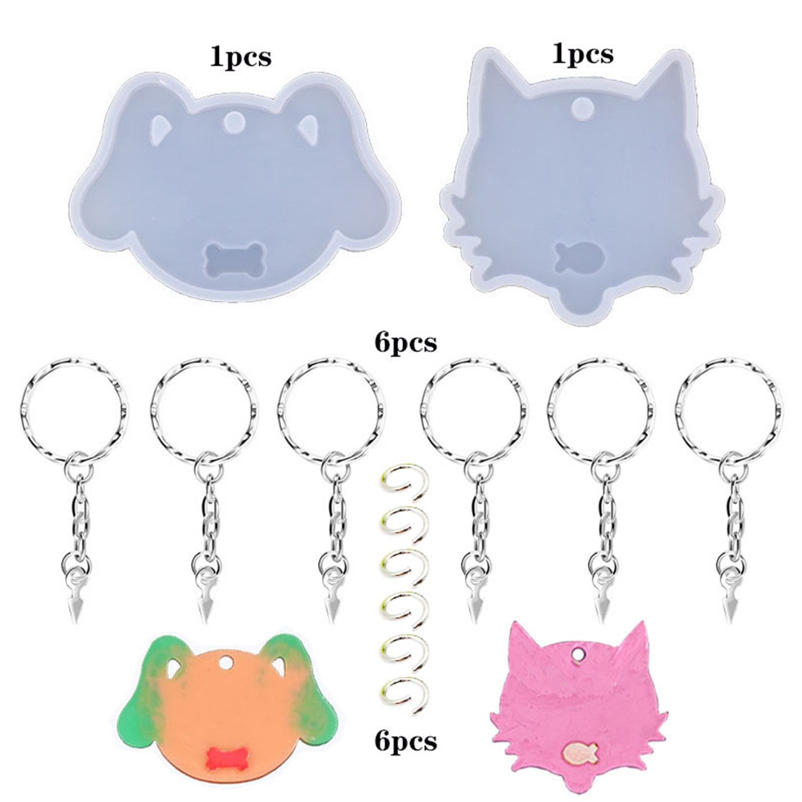 Set 14 Khuôn Hình Con Mèo Và Con Chó Silicone Tag Nhựa Khuôn Móc Khóa Dây Chuyền Diy Thủ Công Tự Làm