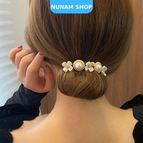 Dây bới tóc ngọc và hoa thanh lịch sang chảnh Nunam Shop