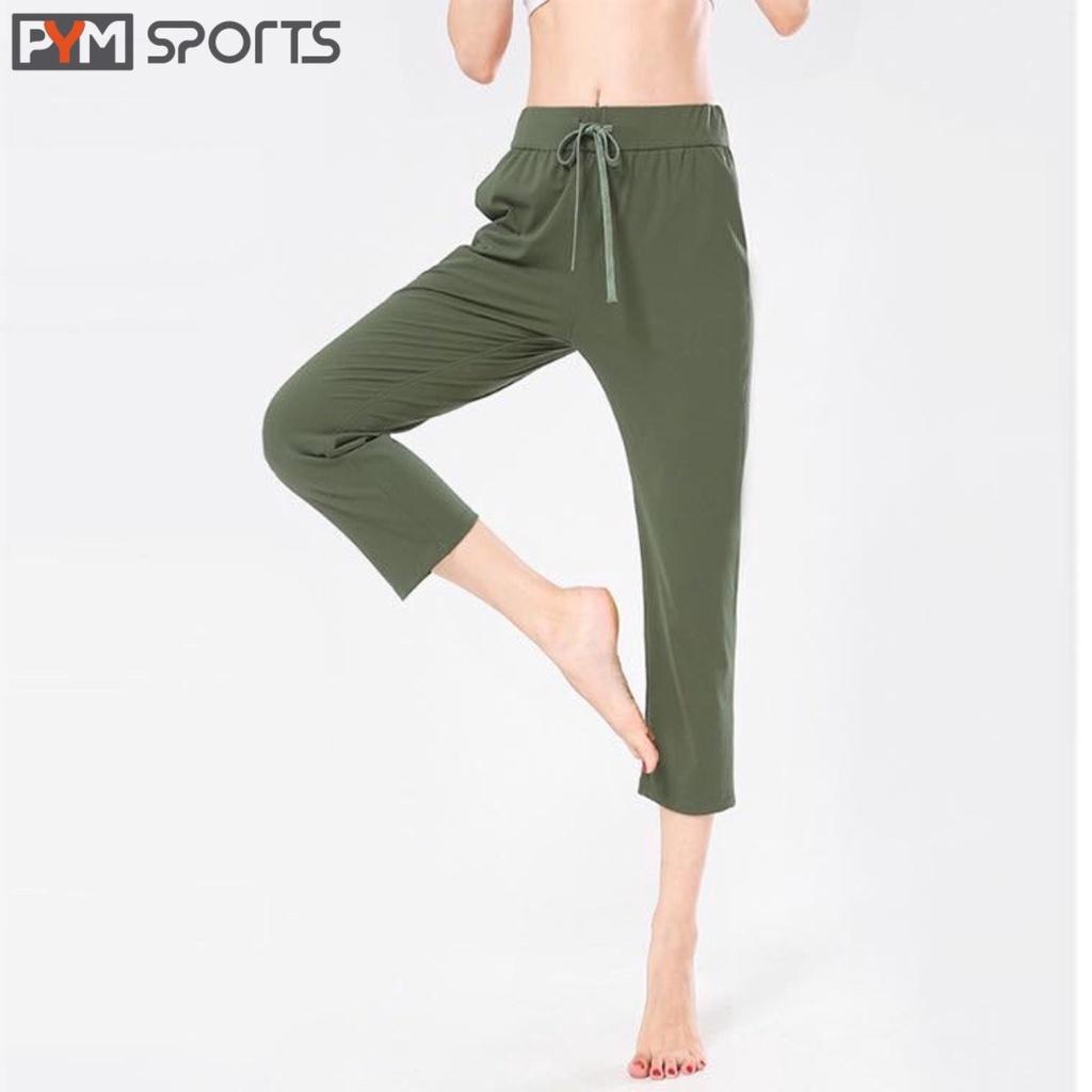 Quần Tập Yoga, Gym dáng xuông PYMSPORT - PYMY021 Co Giãn 4 Chiều, 4 màu Đen, Xanh bộ đội, ghi, xanh than