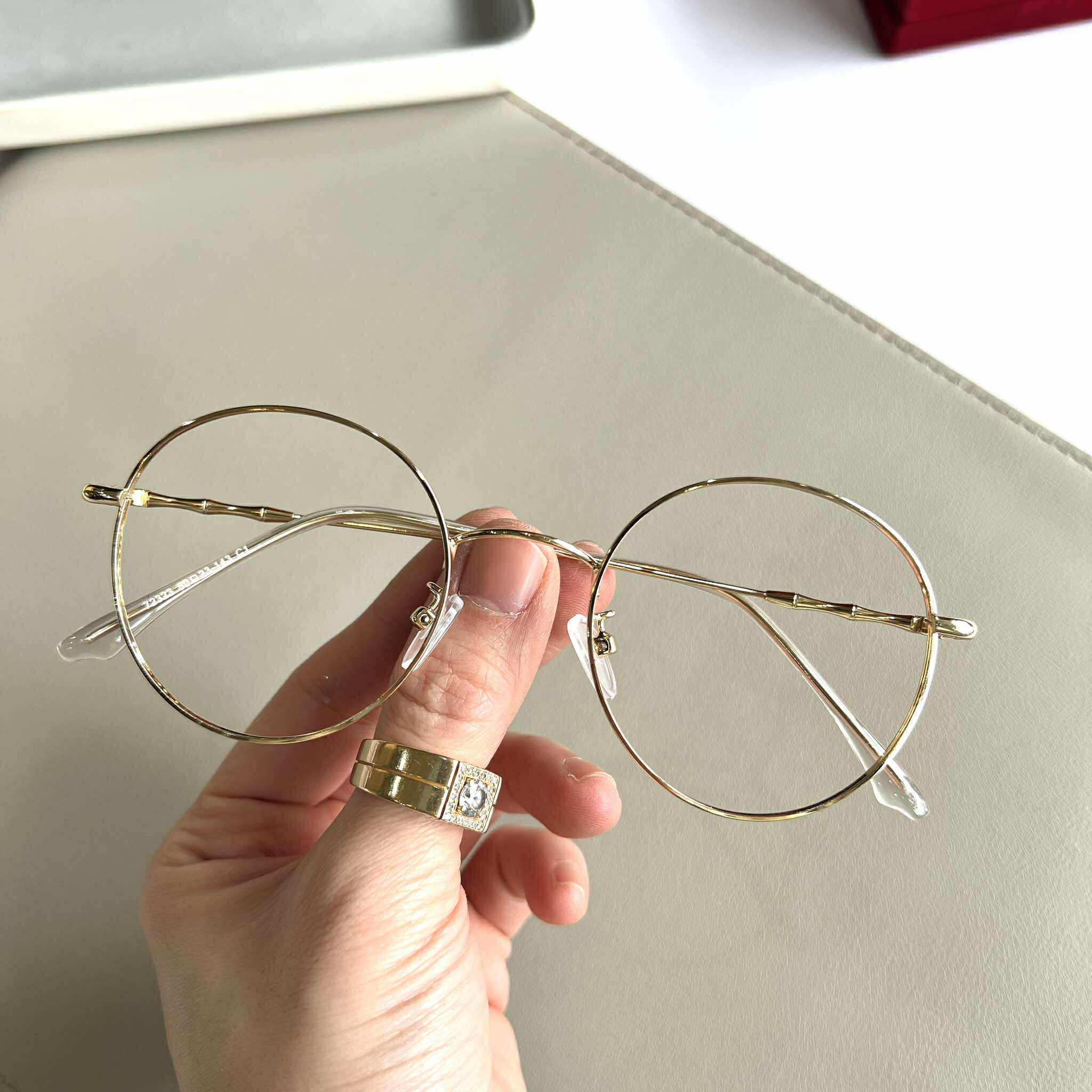 Kính đi đường nam nữ dáng mắt tròn dễ đeo gọng kim loại thời trang