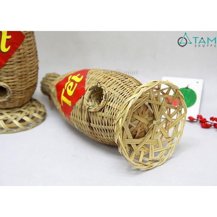 Lọ hoa Tết bằng tre handmade Lợp bắt cá C36cm MTL-LHOA-60