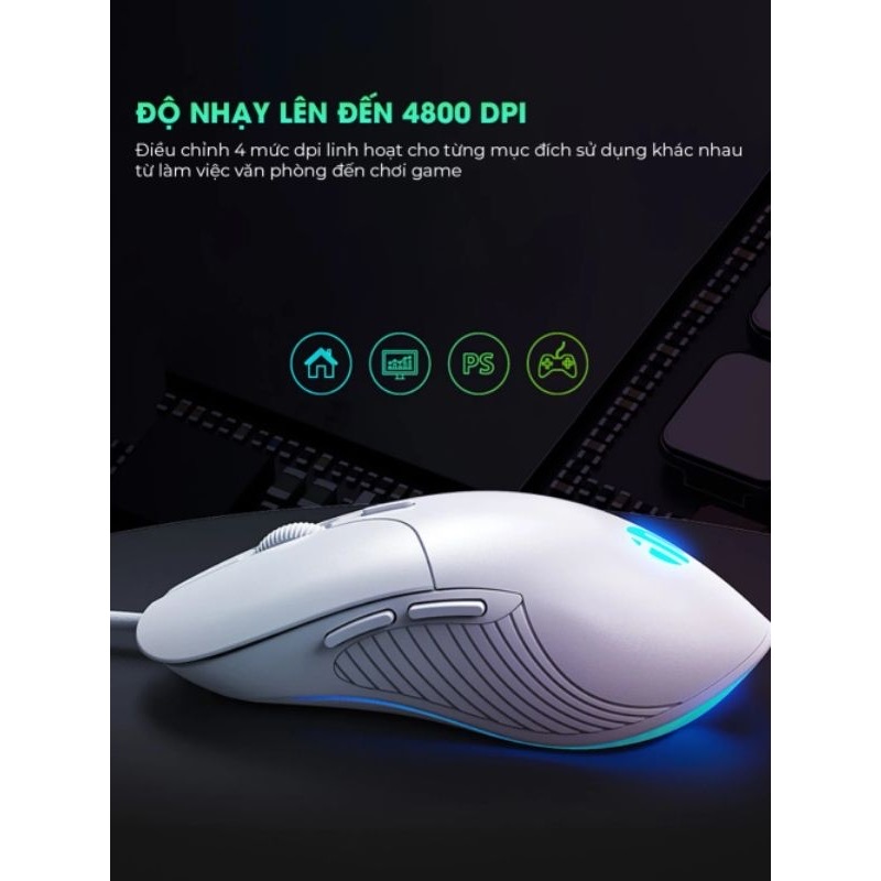 Chuột máy tính chơi game TEKKIN X22 bản có dây DPI 3600 thiết kế công thái học phù hợp cả gaming và làm việc - hàng chính hãng