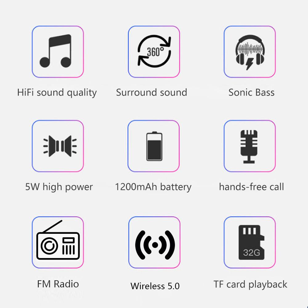 Loa không dây di động Cột bass tương thích Bluetooth Bass Subwofer hỗ trợ thẻ TF Thẻ USB Loa/Radio FM với FM Color: Red
