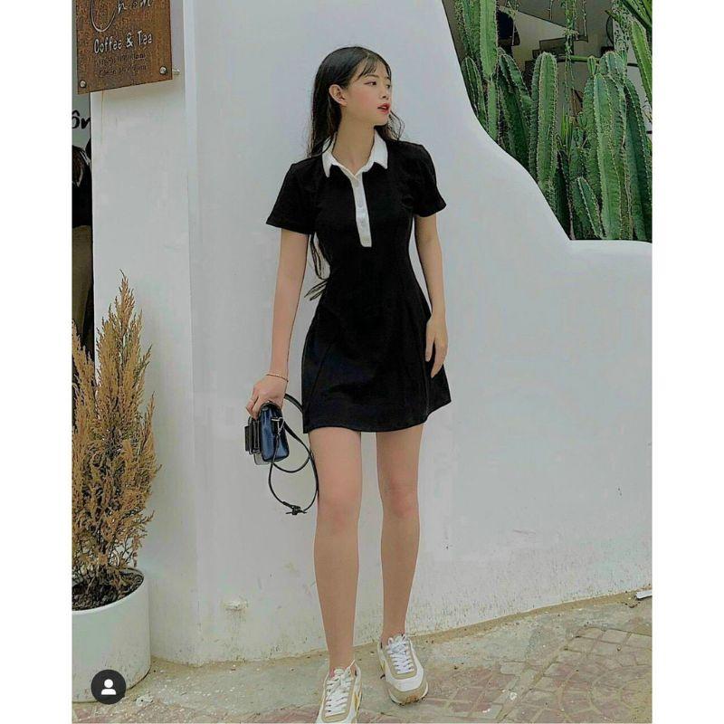 Váy Polo Tay Ngắn Dễ Thương Cổ Sơ Mi Trắng - LH116