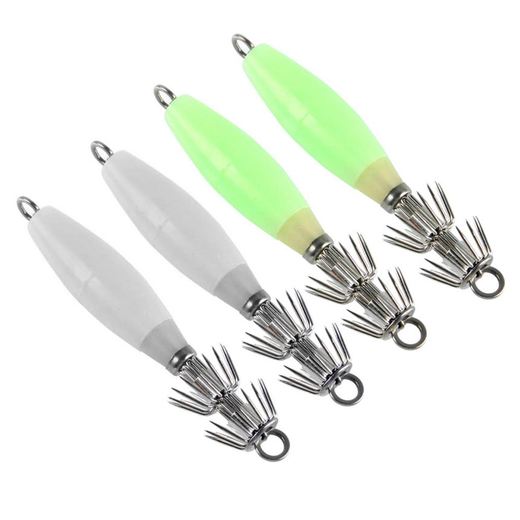 4pcs Shrimp Prawn Fishing Lures Squid Jigs Hooks Freshwater Saltwater Bait