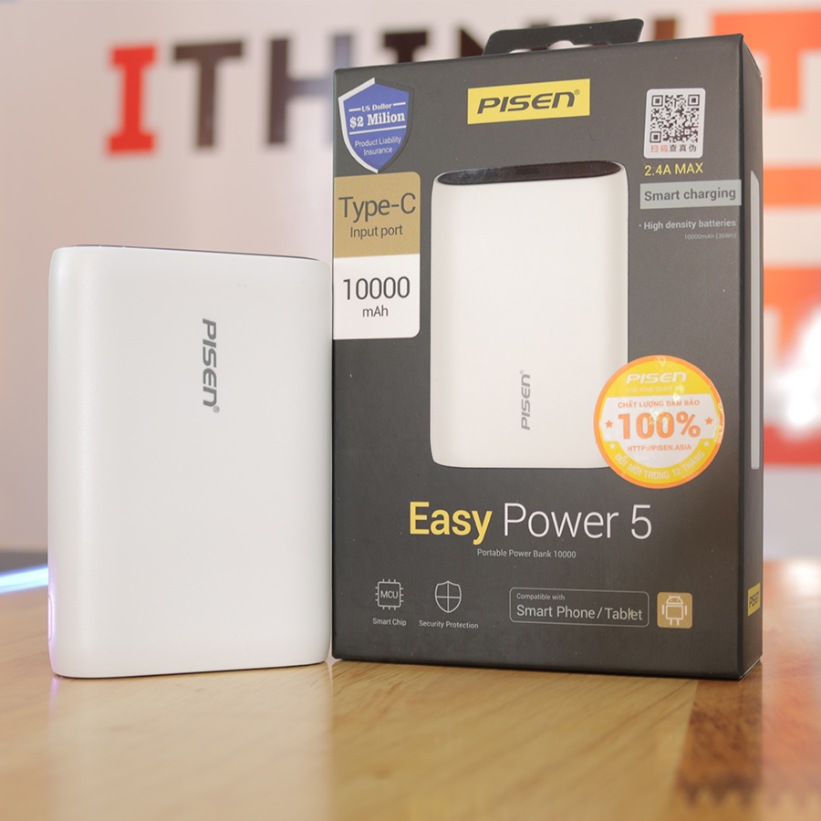 Pin Sạc Dự Phòng Pisen 10000mAh Easy V - Hàng Chính Hãng