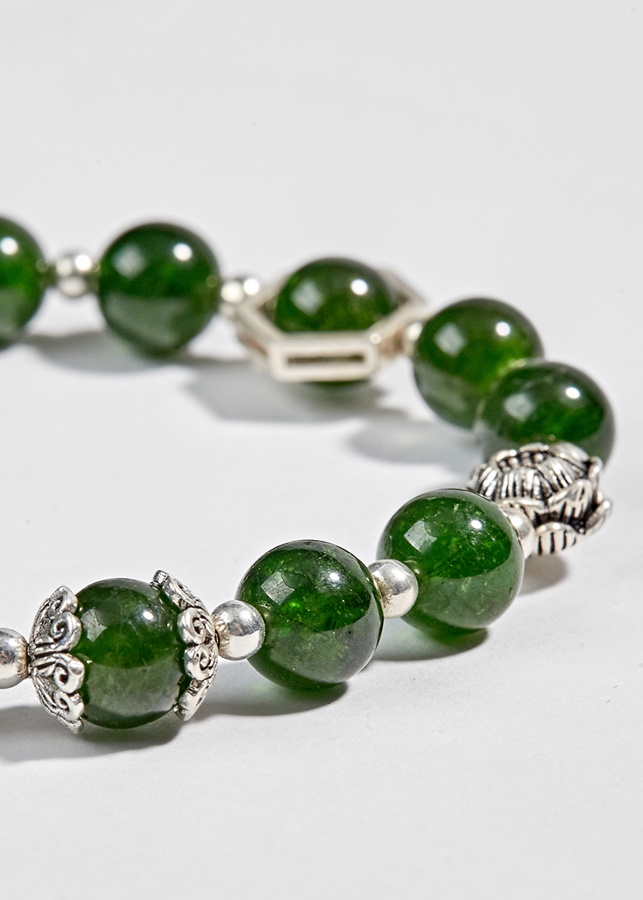 Vòng Diopside Aaa Phối Charm Bạc Ngọc Quý Gemstones