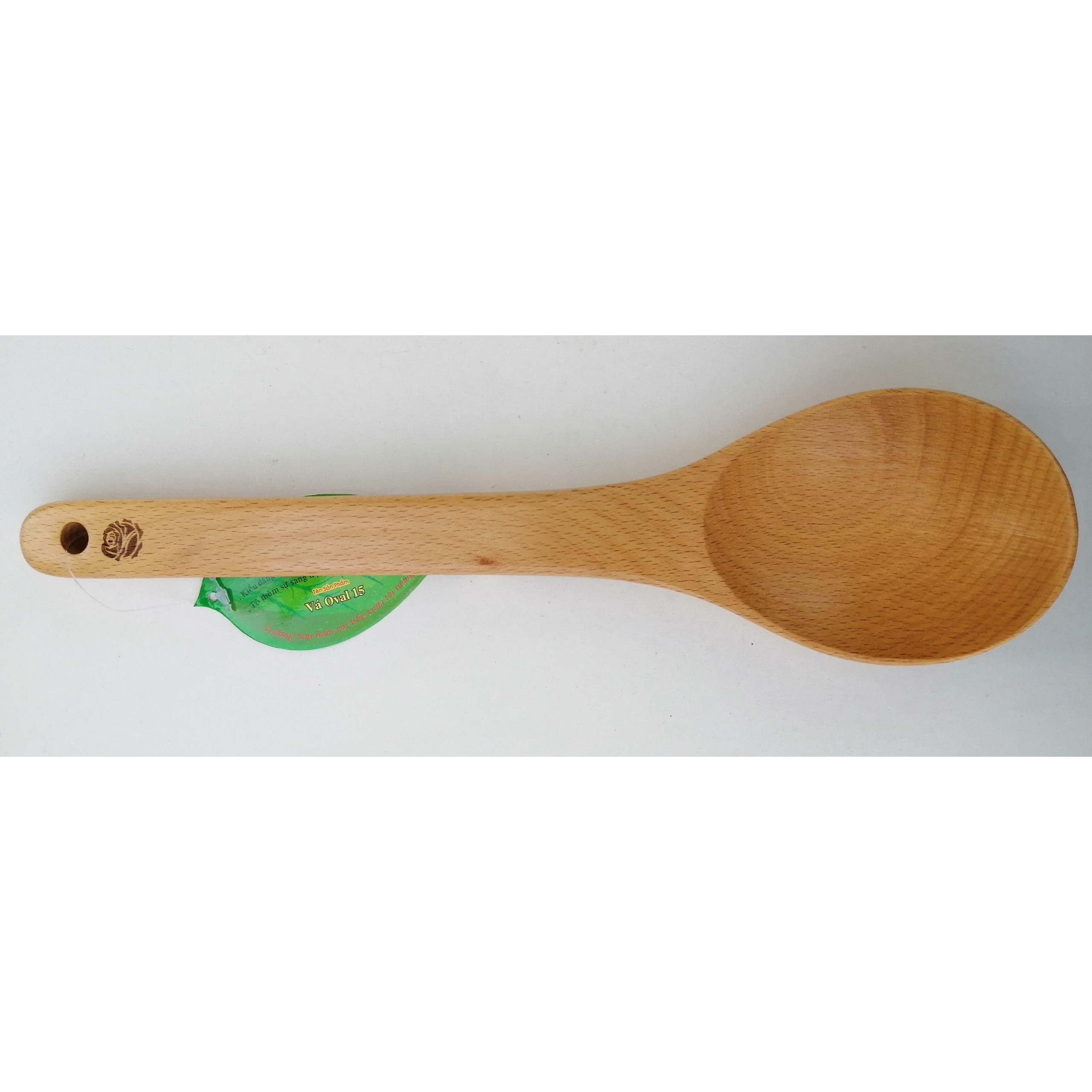 Muỗng Múc Canh Miệng Oval Có Đế Chân - Vá Gỗ Oval 15 ( 32 x 7.5 cm ) - Đồ Gỗ Nhà Bếp Thương Hiệu Trường Sơn