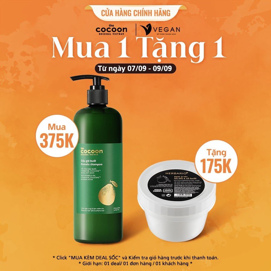 Bigsize - Dầu gội bưởi Pomelo Cocoon giúp giảm gãy rụng và làm mềm tóc 500ml Thuần chay