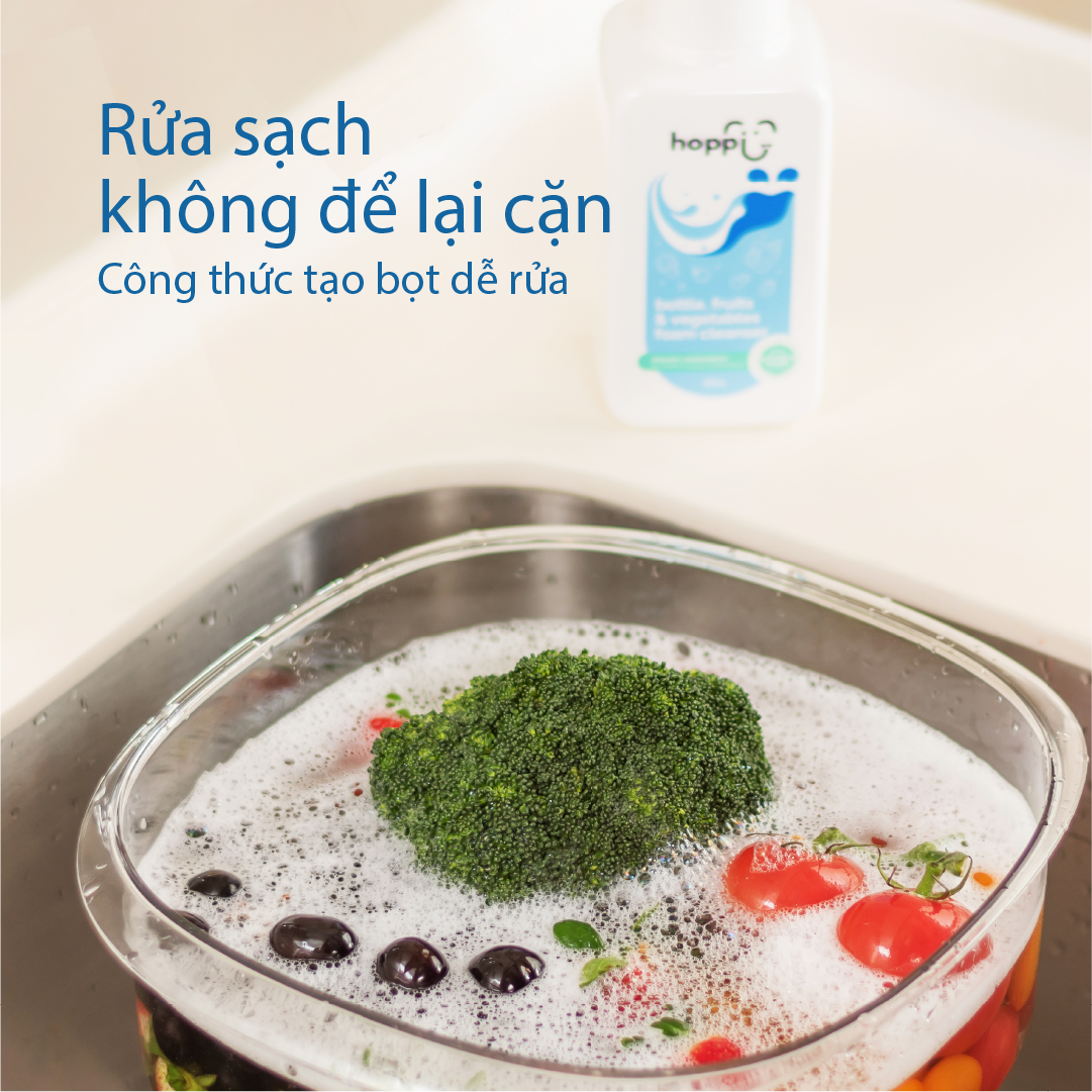 Nước rửa bình sữa và trái cây rau củ Hoppi 500ml