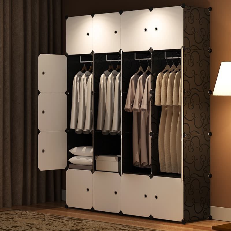 Tủ quần áo lắp ghép 4 thanh treo 8 ô để đồ màu sắc trang nhã