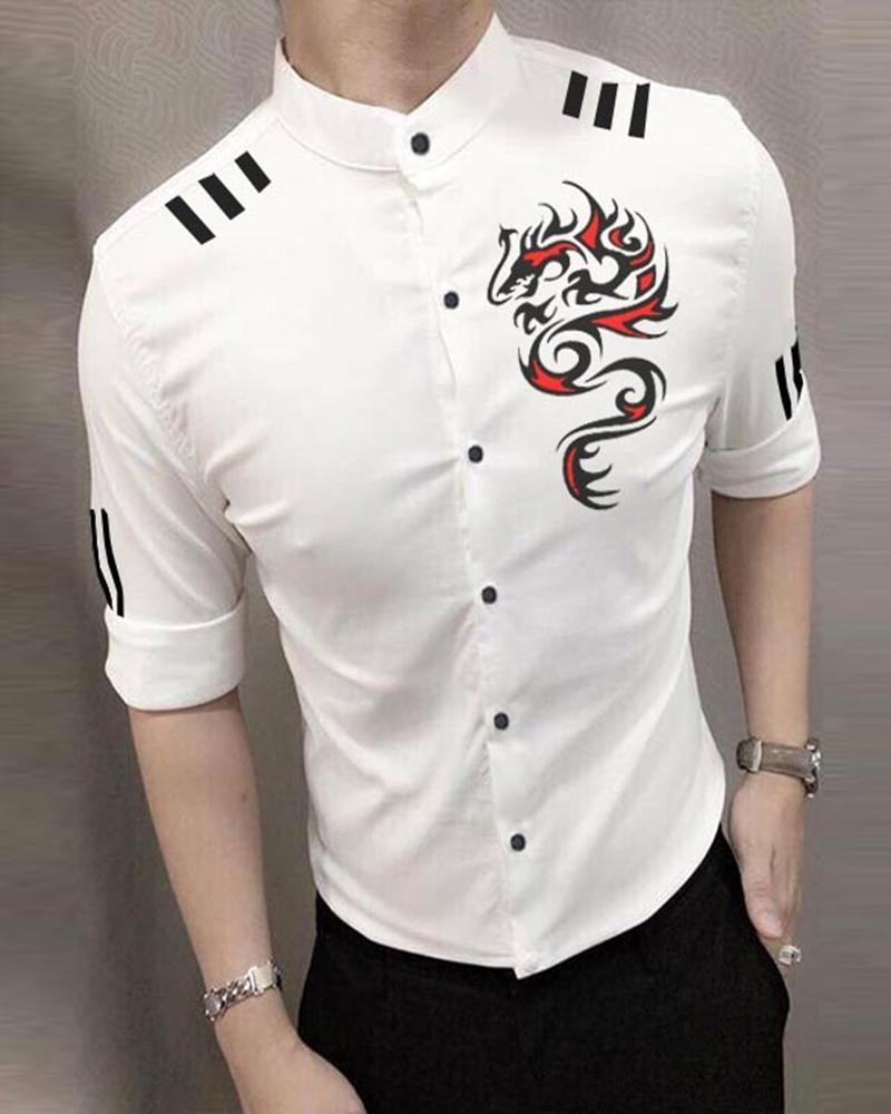 Áo Sơ Mi Nam Hải Quân In Hình Con Rồng 9099