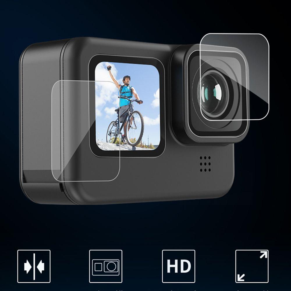 Bộ bảo vệ màn hình thủy tinh nóng tính cho GoPro Hero 10 9 Phim bảo vệ ống kính đen cho GoPro9/10 Phụ kiện máy ảnh