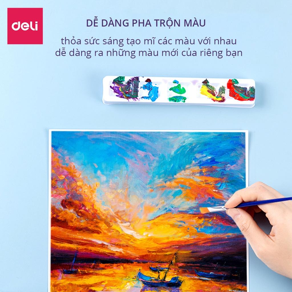 Màu Acrylic tuýp mini chuyên nghiệp Deli - 5ml/tuýp - Vẽ vải / Vẽ quần áo / Vẽ giày - 12/18/24 màu