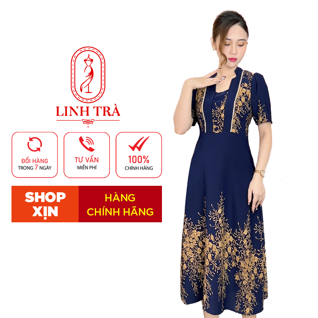 Đầm Trung Niên [ Linh Trà ] (TM 1085) Bigsize Màu Sắc Trẻ Trung Tươi Sáng Họa Tiết Sang Trọng Đi Làm Đi Tiệc Cho Mẹ U50