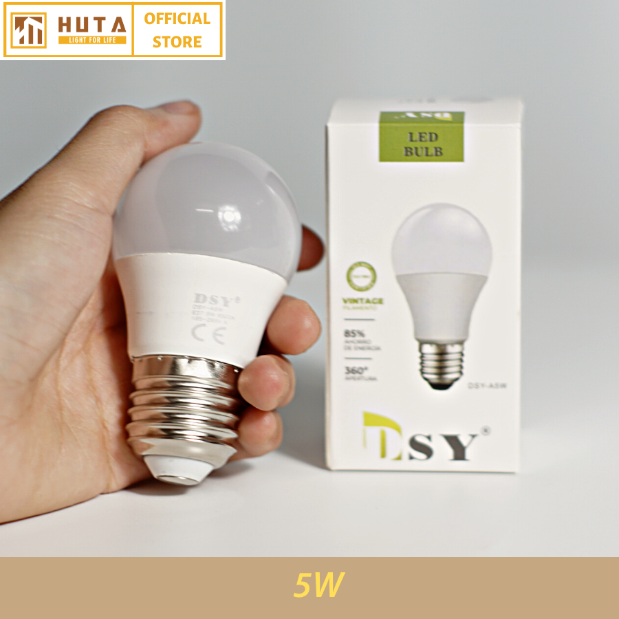 Combo Bóng Đèn Led Bulb HUTA 5w Đuôi E27, Tiết Kiệm Điện, Chống Nước, Ánh Sáng Trắng/Vàng, Trang Trí Quán Cà Phê, Nhà Hàng