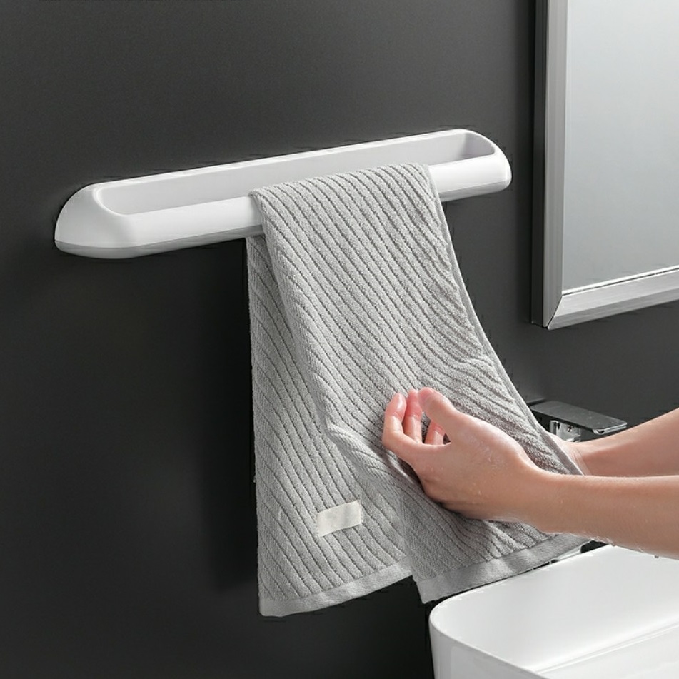 Thanh vắt khăn nhà tắm OENON, Giá treo dép phòng tắm dán tường gạch men chất liệu nhựa ABS - OE48