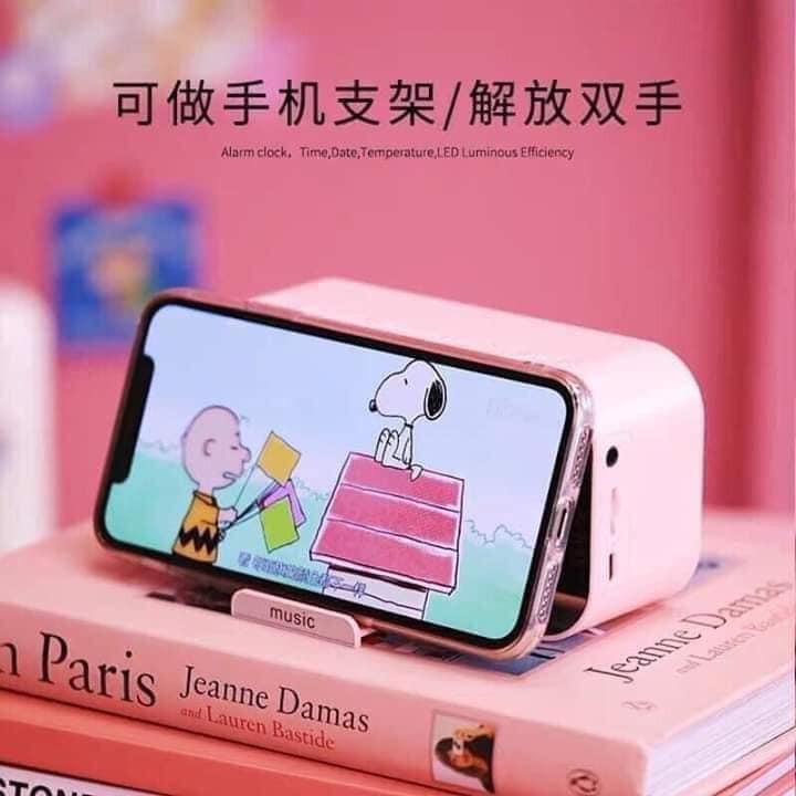 Loa bluetooth tráng gương kèm đồng hồ