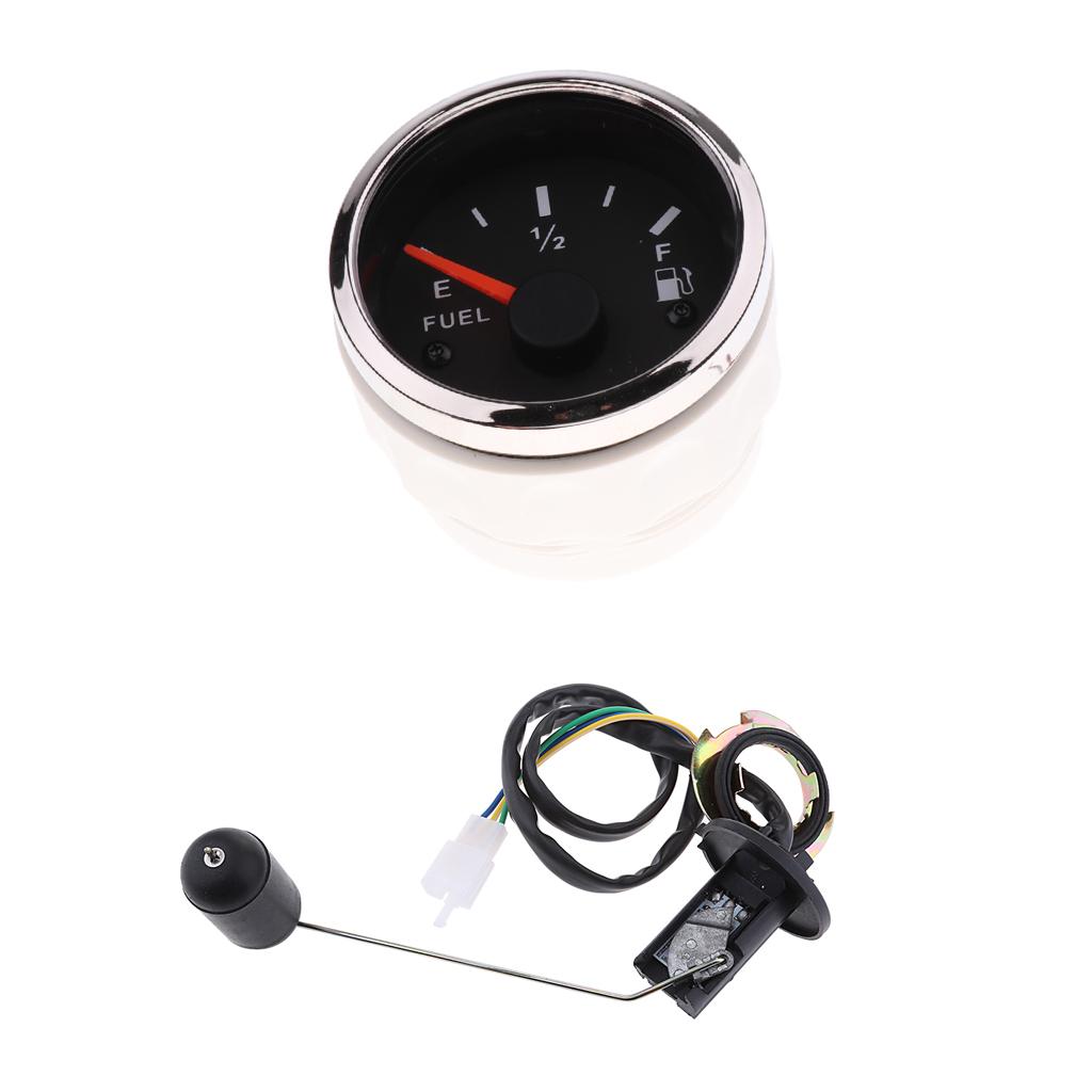 1 Set 2'' LED Display Car Boat Pointer Fuel Level Gauge Meter Sensor E-1/2-F