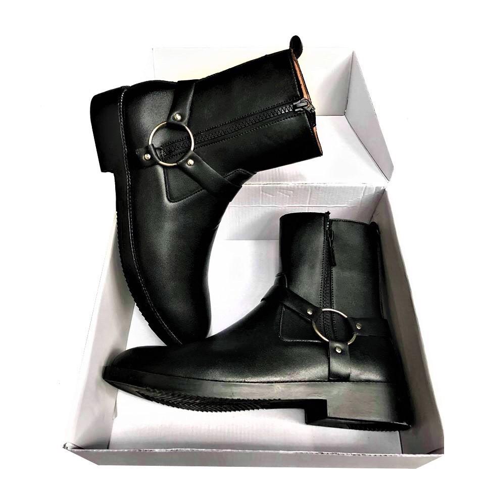 Laurent Boots da trơn, bốt cao cổ kéo khoá