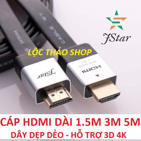 Cáp HDMI dài 1.5M 3M 5M dây dẹp JSTAR Hỗ trợ 3D 4K