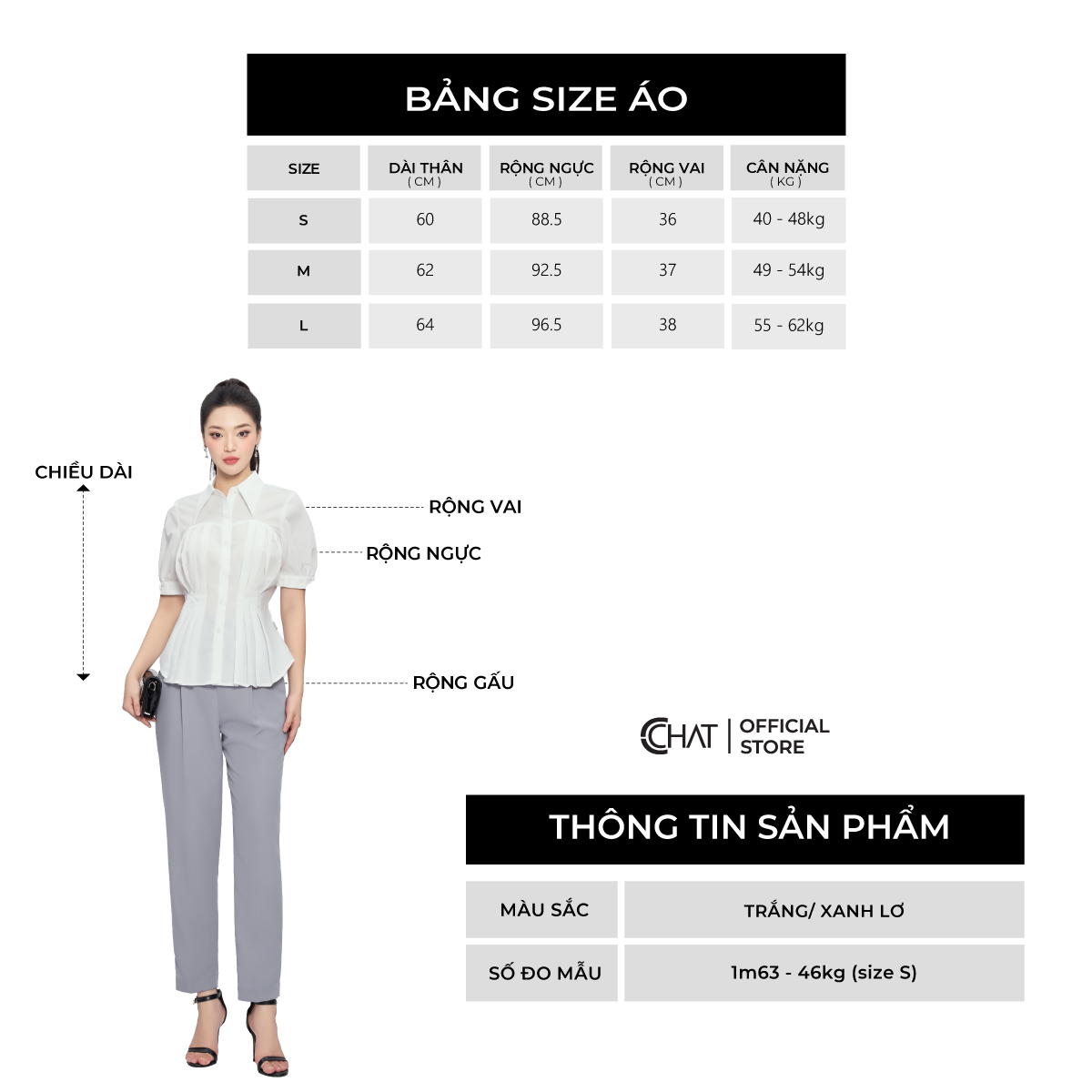 Áo Sơ Mi Nữ Kiểu Xếp Ly Ngực Dáng Suông Ôm Nhẹ Chất Thô Cao Cấp 13FNT2008OT